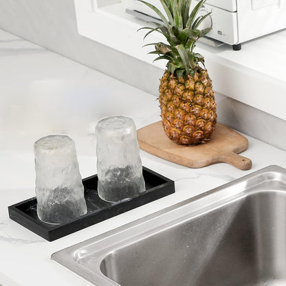 Small Silicone Bathroom Vanity Tray Rectangle Soap and Sponge Holder Kitchen Sink Organizer for Scrubber, Lotion Bottles, Perfume, Jewelry, Candle, Key Trinket Ring, Black