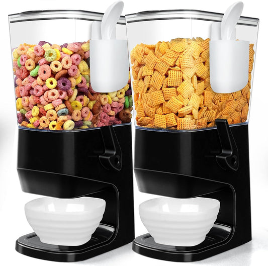 Cereal Dispenser Countertop With Bowls and Spoons Cereal Containers Storage for Pantry Snack Organizer Dry Food Storage Container with Lid for Kitchen Organization Oatmeal Nut Granola（1pcs White）