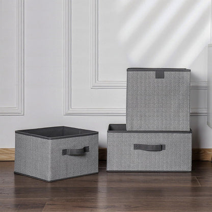 Storage Baskets, 11-Inch Woven Fabric Bins, Storage Cubes with Reinforced Handles, Organizer Bins for Closet Shelves, Foldable, for Toys, Clothes, Natural Beige (3PCS/Beige-11*11*7.8inch)
