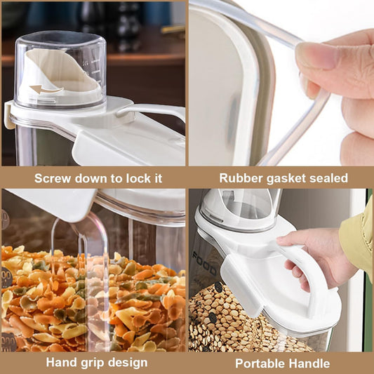 LANGMINGDE Cereal Containers Storage, 2.8L/95oz Airtight Large Dry Food Storage Containers with Pouring Spout Measuring Cup for Snacks Grain Rice,BPA Free Dispenser Plastic Bin
