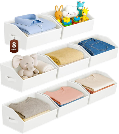 Homsorout Large Closet Organizers and Storage Bins - Trapezoid Storage Baskets for Shelves, Foldable Fabric Baskets with Handles Ideal for Closet, Basket, Wardrobe and Shelf Storage, Beige
