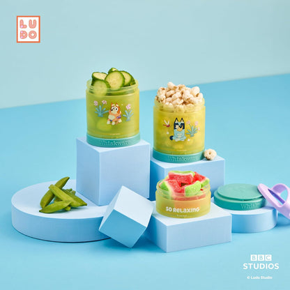 Whiskware Bluey Stackable Snack Containers for Babies, Toddlers, and Kids, 3 Stackable Snack Cups for School and Travel, Cupholder Friendly, Bluey and Bingo! Let’s Do This!