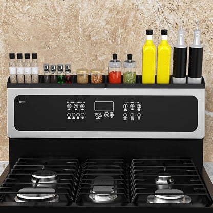 Magnetic Stove Top Shelf, Over the Stove Shelf Spice Rack & Spice Organizer – 30" Heat Resistant Silicone Stove Shelf, No Drill Kitchen Storage Organizer for Gas/Electric Stoves & Small Kitchens