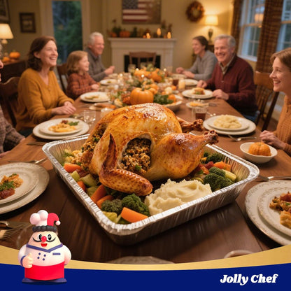 JOLLY CHEF 9x13 Aluminum Pans with Lids - Disposable Foil Food Containers with Lids for Cooking, Heating, Storing, Prepping Food- Thanksgiving, Christmas, Parties