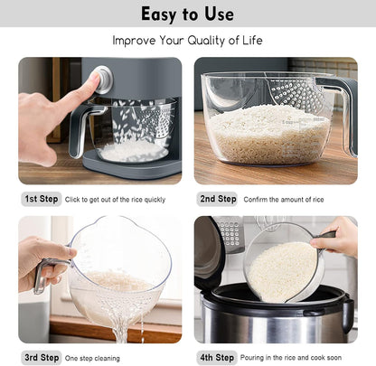 VenDotbi Rice Dispenser, 22-25 Lbs Rice Container with Measuring Cup, Upgraded Built-in Fresh Box, Cereal Dispenser Storage with Lids for Home Kitchen Pantry Rice Soybean Corn-Grey