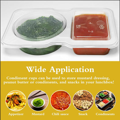 25 Sets Reusable Snack Containers Double Compartment Snackle Box Container with Lids - Leak-Proof BPA-Free Food Storage, Condiments Portion Control Dip Cups for Kids School Lunches, Meal Prep, Takeout