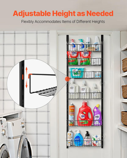 VEVOR Over the Door Pantry Organizer, 10-Tier Pantry Organization and Storage, Heavy-Duty Steel Hanging Spice Rack, Adjustable Wall Seasoning Shelves, for Home Kitchen Laundry Room Bathroom, White