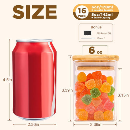 SHOWIN Glass Food Storage Jars Square 37oz, 4 Pack Glass Jars With Bamboo Lids, Kitchen Storage Containers For Spice, Candy, Cookie, Storage For Pantry Organizers