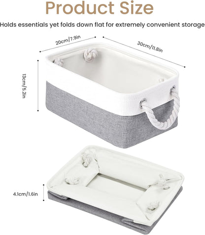 Large Storage Baskets- 15.7x11.8x8.26 inch Storage Bins for Shelves and Closet Organizing, Foldable Fabric Bin for Home Organization Clothes and Laundry (3-Pack, White&Khaki)