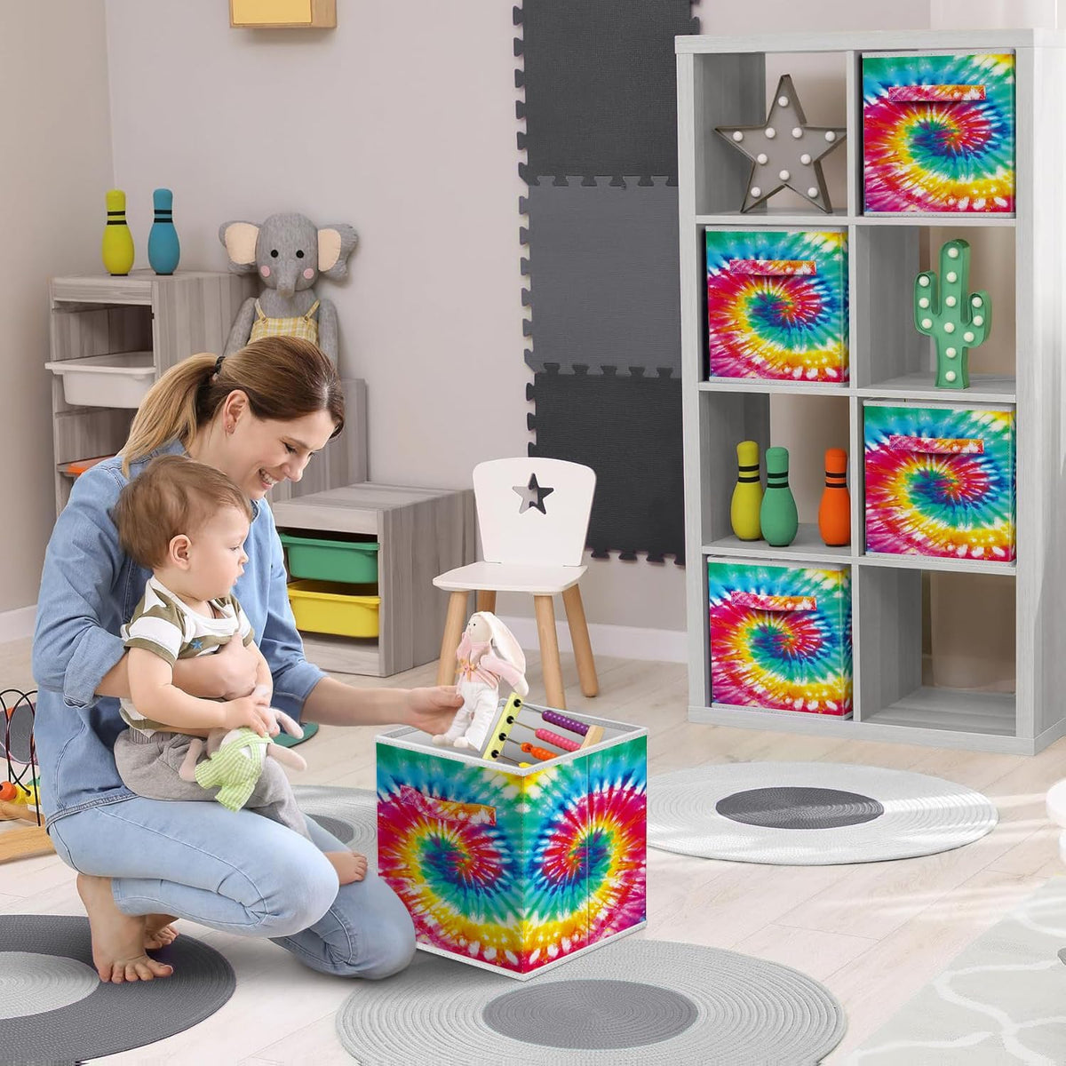 Sorbus Fabric Storage Cubes - 6 Foldable Storage Bins for Organizing Pantry, Cubbies, Toy Box - Clothes Storage & Closet Organizer - 13 Inch Collapsible Cube Baskets for Shelves with Handle