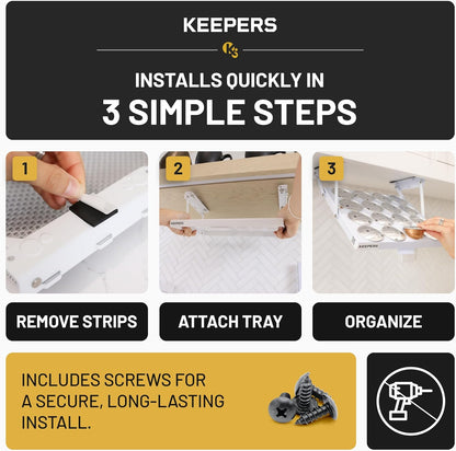 COFFEEKEEPERS KEEPERS Under Cabinet K Cup Holder with Swing-Down Access – Space-Saving Coffee Pod Holder and K Cup Organizer for 24 Pods – Steel Coffee Pod Organizer with Easy DIY Installation