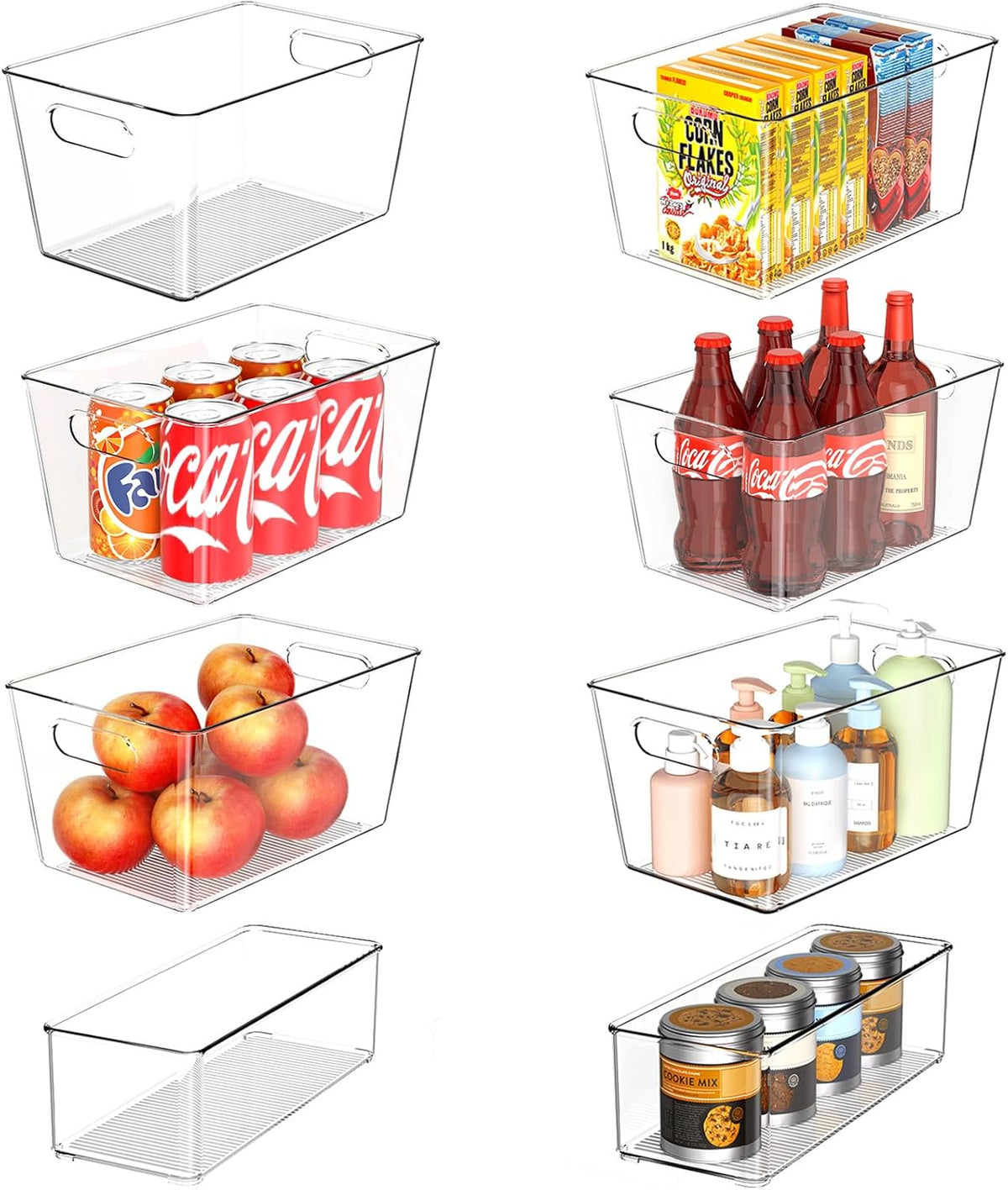 Clear Plastic Storage Bins-6 Pack Large Pantry Organizers and Storage Containers for Kitchen, Bathroom, Under-Sink, Office, Closet, Garage, Freezer and Snack