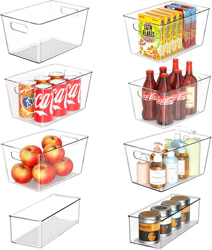 Clear Plastic Storage Bins-6 Pack Large Pantry Organizers and Storage Containers for Kitchen, Bathroom, Under-Sink, Office, Closet, Garage, Freezer and Snack
