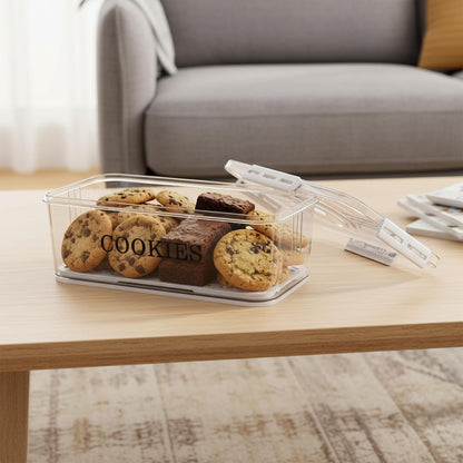 Cookie Jar with Airtight Lid,Bread Box for Kitchen Countertop,Time Recording Bread Storage Container, BPA-Free Plastic Containers for Cookies, Homemade Bread, Toast, Bagel, Donut