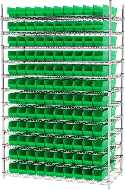 Akro-Mils 30124 Plastic Shelf Bins, Heavy Duty Storage Bins for Garage, Closet, and Drawer Organization, 24-Inch x 4-Inch x 4-Inch, Clear, 12-Pack