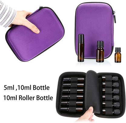 Hipiwe Hard Shell Essential Oil Carrying Case Holds 12 Bottles (Can hold 5ml, 10ml, &10ml Rollers) Travel Size Essential Oils Bag Organizer Perfect for Essential Oils Bottle (Purple)