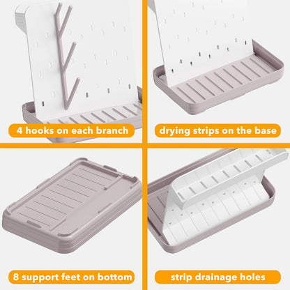 SpaceAid Baby Bottle Drying Rack with 20 Hooks, Space Saving Kitchen Bottles Rack Dryer, Vertical Baby Bottle Holder Organizer for Countertop Storage Accessories (White and Gray)