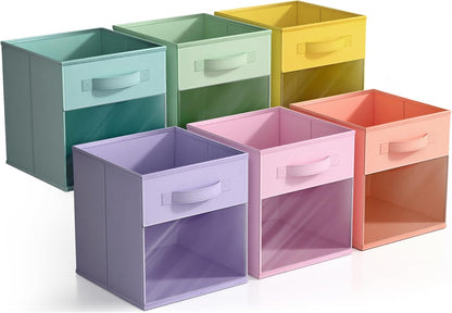 Sorbus Fabric Storage Cubes - 6 Foldable Storage Bins for Organizing Pantry, Cubbies, Toy Box - Clothes Storage & Closet Organizer - 13 Inch Collapsible Cube Baskets for Shelves with Handle