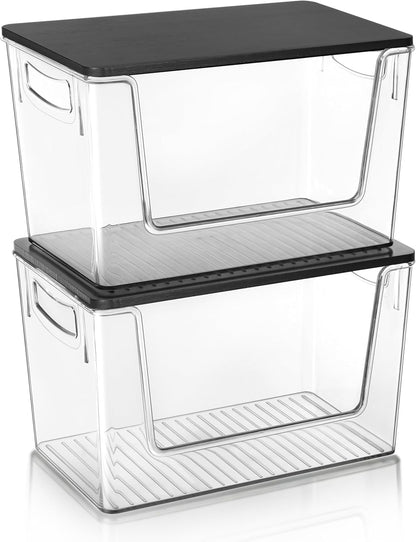 Pantry Organizers Storage, 2 Pack Large Clear Storage Bins for Onion, Potato, Garlic, Canned Food, Organizer Bins for Under Sink, Kitchen, Countertop, Bathroom