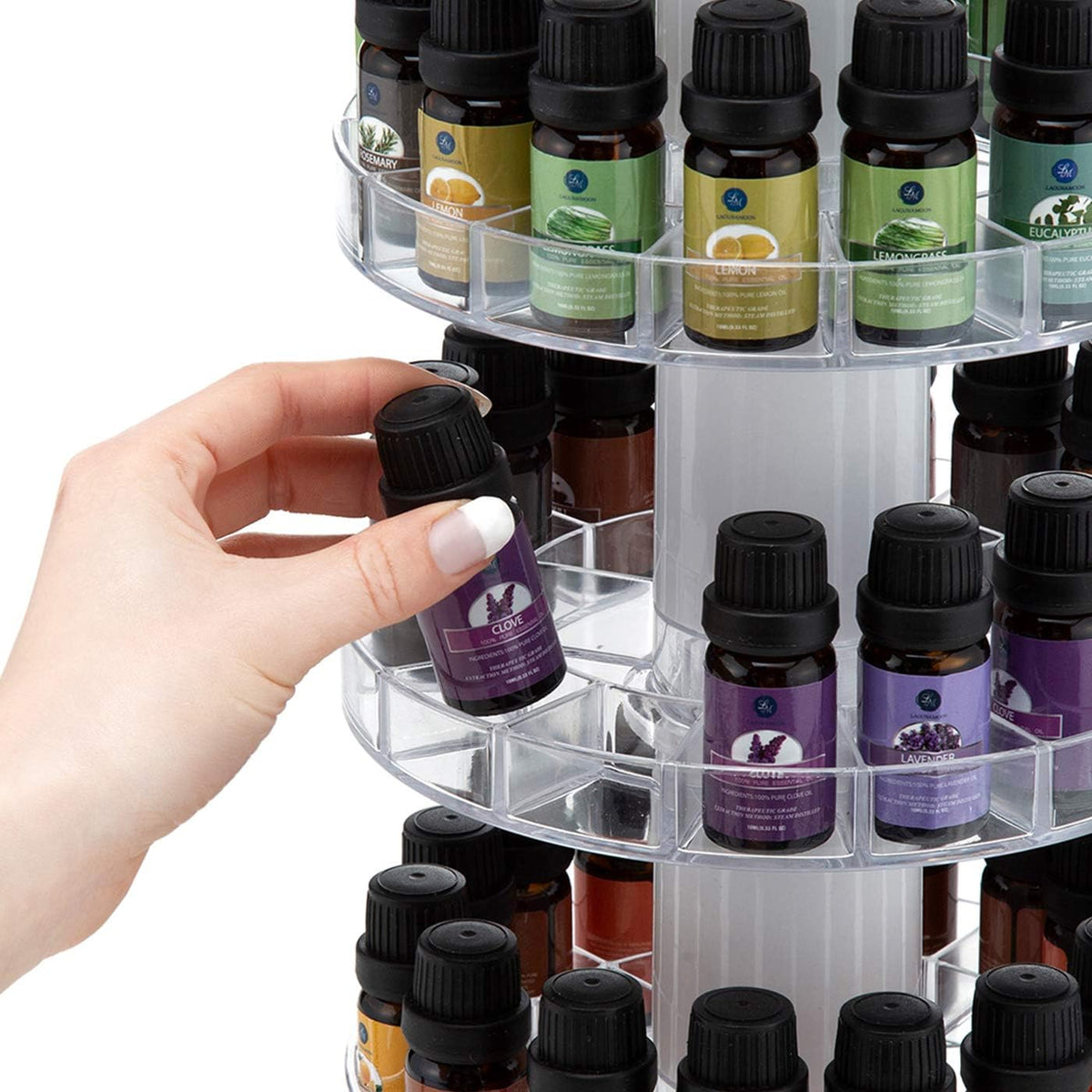 J JACKCUBE DESIGN Rotating Essential Oil Display Stand Spinning Rack for 75 Bottles(up to 120) Organizer 5 Tier Storage Holder -MK505A (5 Tier)