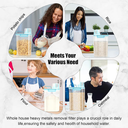 LEAWALK Airtight 4 LBS Rice/Cereal/Dry Food Storage Container BPA Free, 2.11Qt Clear Plastic Kitchen and Pantry Organization Bin Suitable for Oats, Flour, Sugar, Pasta, Pet Food, etc (Clear Grey)