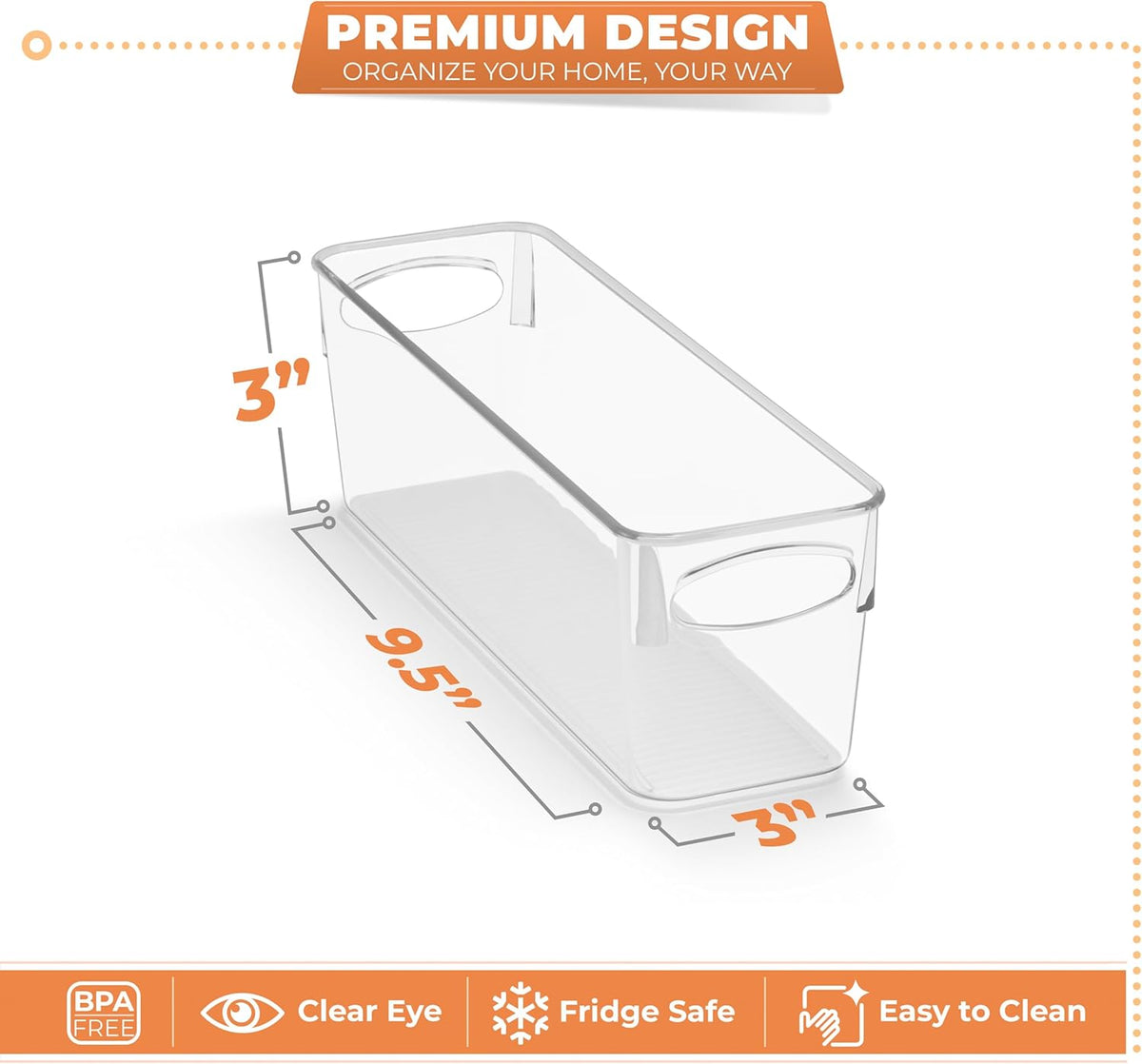 Sorbus Small Clear Plastic Storage Bins for Organizing, Clear Organizer Bins with Handles, Plastic Storage Bins for Closet, Pantry, Fridge, Medicine Cabinet Organizer, Shelves, Freezer, Drawer