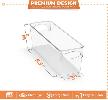 Sorbus Small Clear Plastic Storage Bins for Organizing, Clear Organizer Bins with Handles, Plastic Storage Bins for Closet, Pantry, Fridge, Medicine Cabinet Organizer, Shelves, Freezer, Drawer