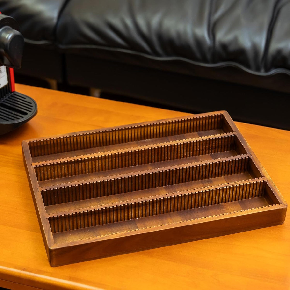 Acacia Wood Coffee Pod Holder Tray Compatible with Nespresso Vertuo, Pods Organizer Drawer Insert, Storage, Stand, Container, Capsule Holder for Coffee Bar Countertop, 40 Big or 60 Small Pods Capacity