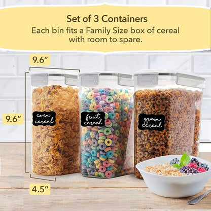 Simply Gourmet Airtight Food Storage Containers with Lids – 7 Piece Assorted Size Kitchen Pantry Organization Set, BPA-Free Clear Plastic, Stackable Containers for Cereal, Flour, Sugar, Rice, Snacks
