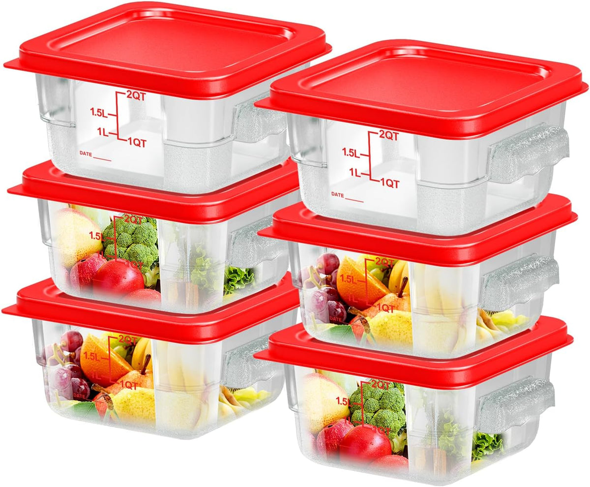 4 pcs 4qt Food Storage Containers with Lid, Square Clear Commercial Food Storage Containers with Handle and Scale for Food Storage in Home Kitchen & Dining (Green)