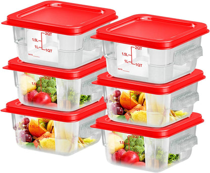 4 pcs 4qt Food Storage Containers with Lid, Square Clear Commercial Food Storage Containers with Handle and Scale for Food Storage in Home Kitchen & Dining (Green)