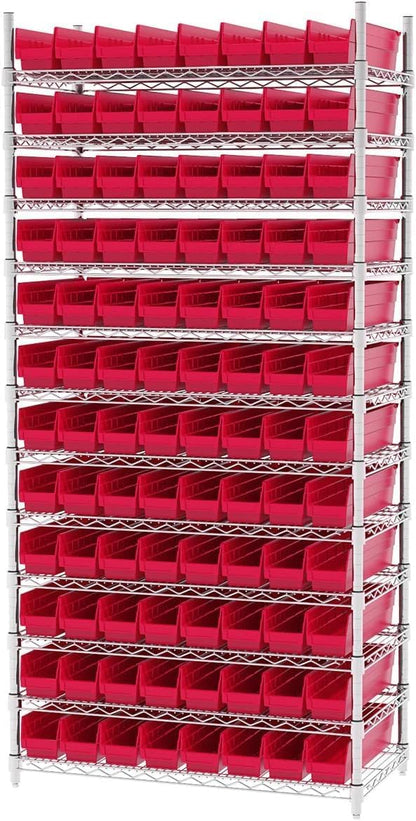 Akro-Mils 30128 Plastic Shelf Bins, Heavy Duty Storage Bins for Garage, Closet, and Drawer Organization, 18-Inch x 4-Inch x 4-Inch, Clear, 12-Pack
