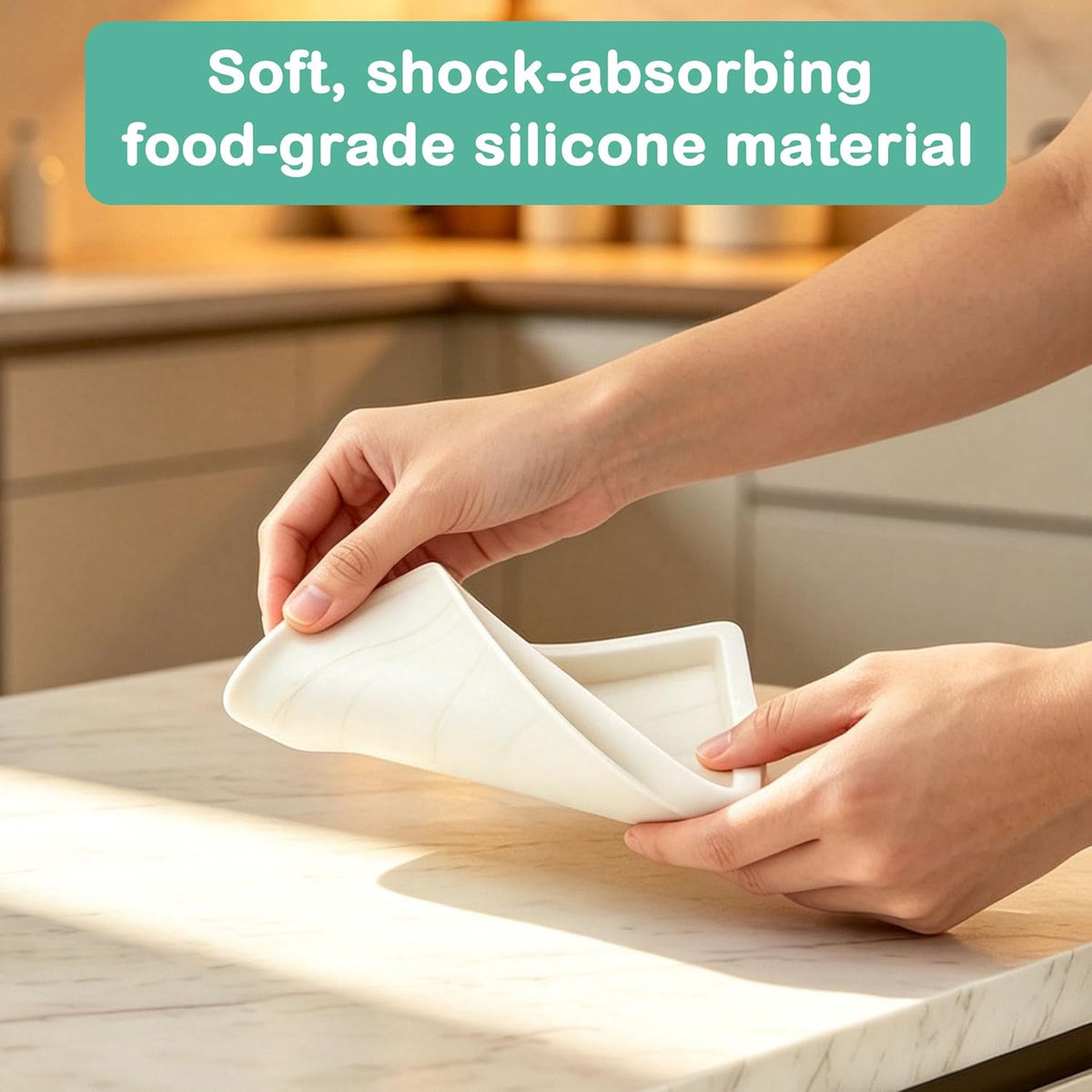 Oil Tray Kitchen Counter, Keeps Countertop Tidy, Kitchen Silicone Tray for Oil Bottle, Protect Bottles from Cracks and Scratches, for Glass Oils Sprayer and Bottle (Marble Design)