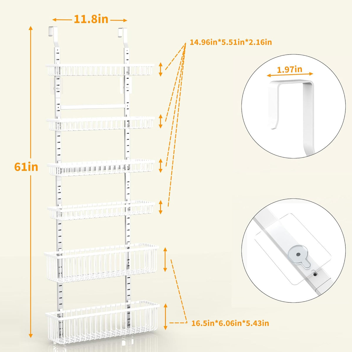 Moforoco White Over The Door Pantry Organizer, Pantry Organization and Storage, Metal Hanging Spice Rack Shelves Door, Seasoning Shelves, Laundry Room Organization, House and Kitchen Essentials
