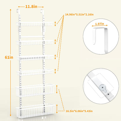 Moforoco White Over The Door Pantry Organizer, Pantry Organization and Storage, Metal Hanging Spice Rack Shelves Door, Seasoning Shelves, Laundry Room Organization, House and Kitchen Essentials