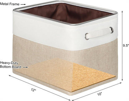 Foldable Storage Bin Collapsible Basket 12" x 10" x 9.5" Cube Storage Organizer Bins with Dual Carry Handles for Home Closet Shelves Drawers Organizer, Set of 3, Grey