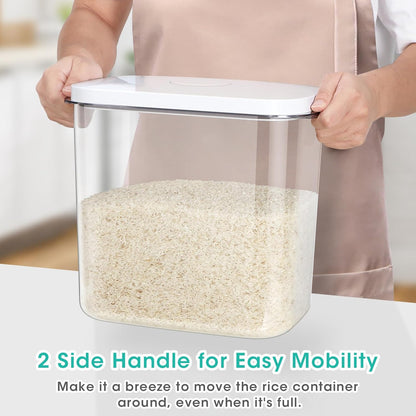 TBMax Rice Flour Storage Container with Automatic Flip-up Lid 25 Lbs | 12.68 Qt, Tall and Narrow Food Storage Flour Bin for Kitchen Pantry Organization, Pet Dog Cat Food Storage Container
