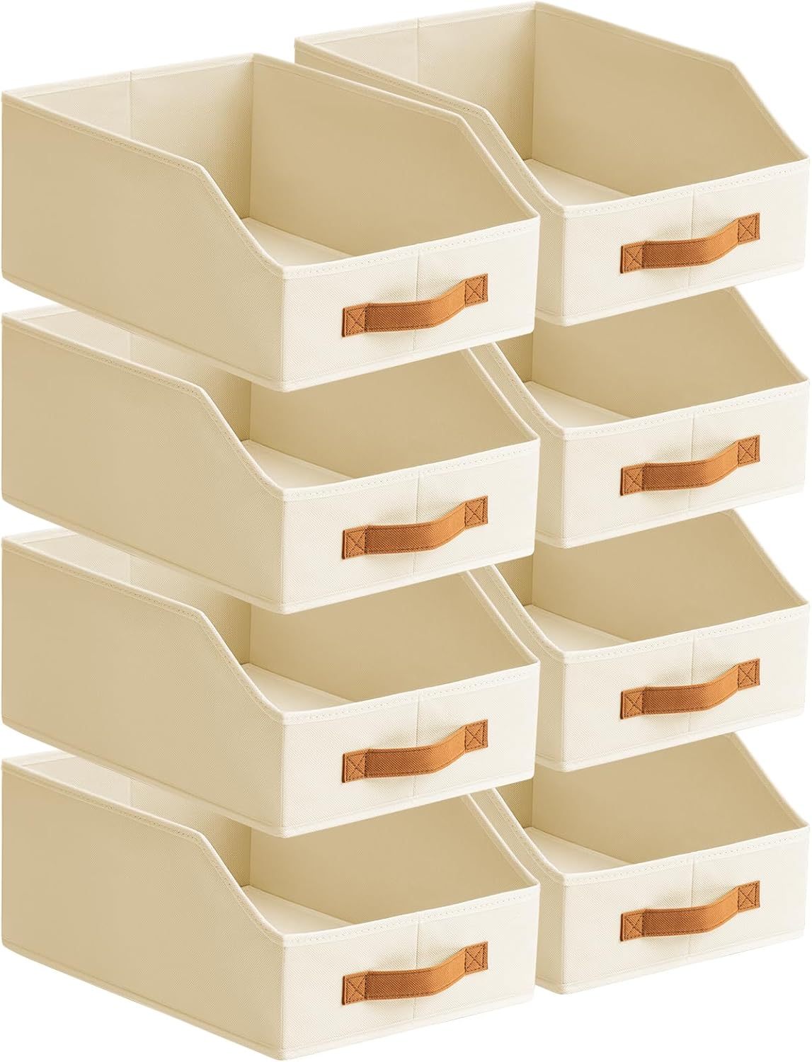 Homsorout Fabric Storage Bins for Organizing - Large Trapezoid Collapsible Storage Bins with Front Handle, Closet Organizers and Storage for Bedroom, Home Shelves, Small Spaces, Beige