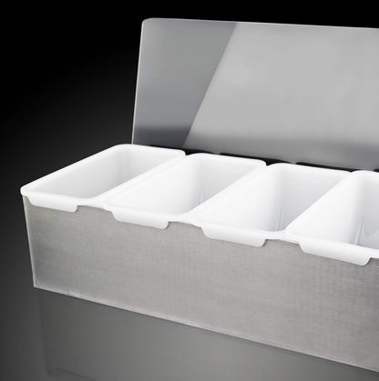 New Star Foodservice 48032 Stainless Steel Condiment Dispenser with 5 Compartments (No Ice Tray)