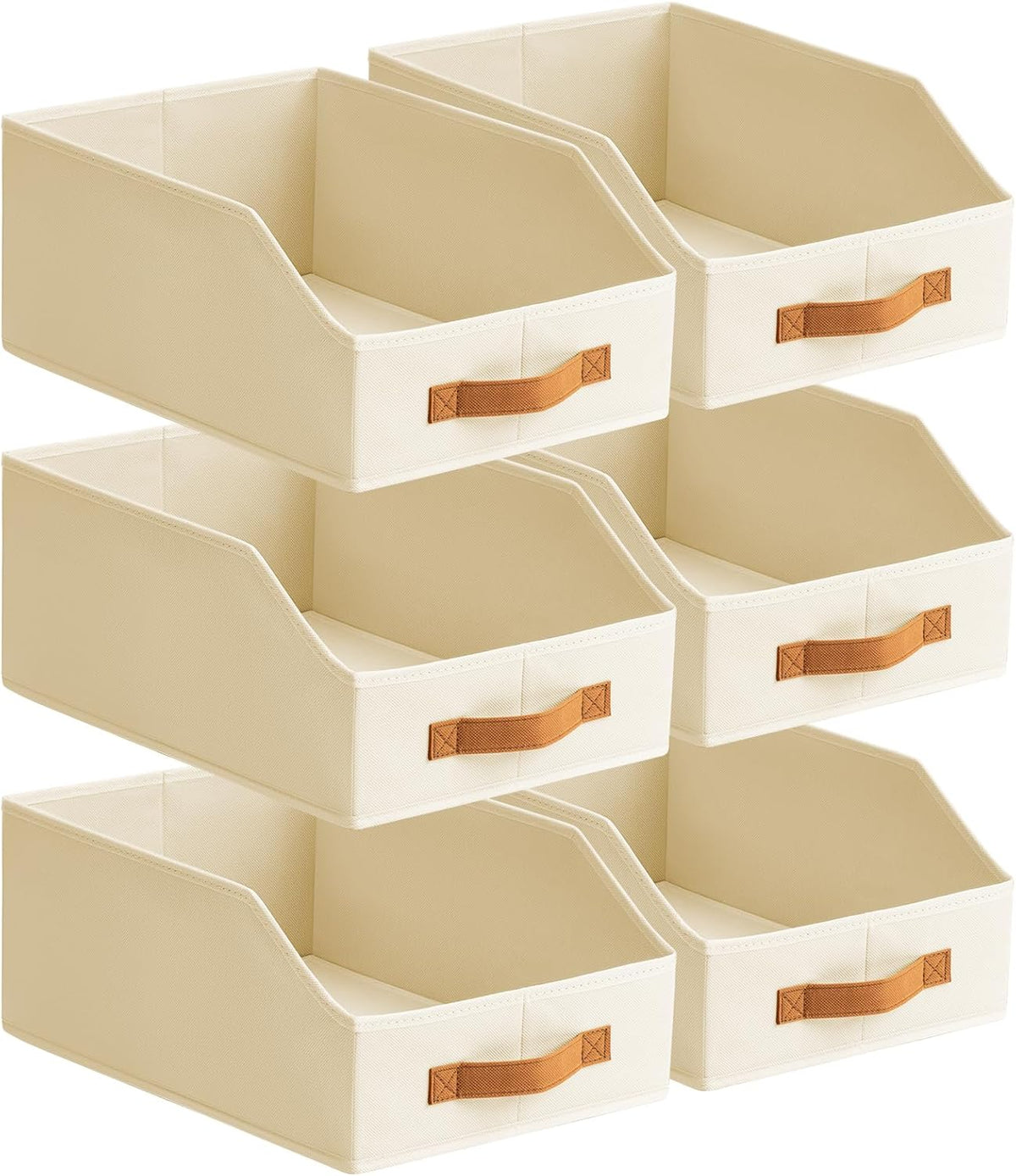 Homsorout Fabric Storage Bins for Organizing - Large Trapezoid Collapsible Storage Bins with Front Handle, Closet Organizers and Storage for Bedroom, Home Shelves, Small Spaces, Beige