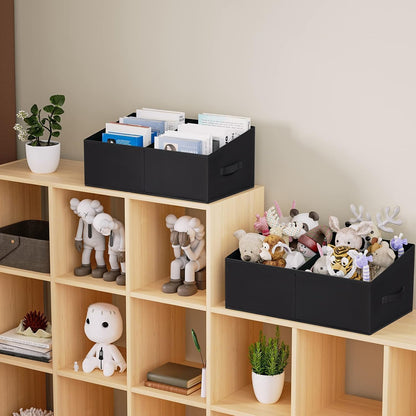 DIMJ Closet Storage Bins - Fabric Storage Baskets for Shelves, Collapsible Closet Organizers and Storage with Handles, Trapezoid Shelf Organization Storage Cubes for Purse, Toys, Books, Towel, Socks