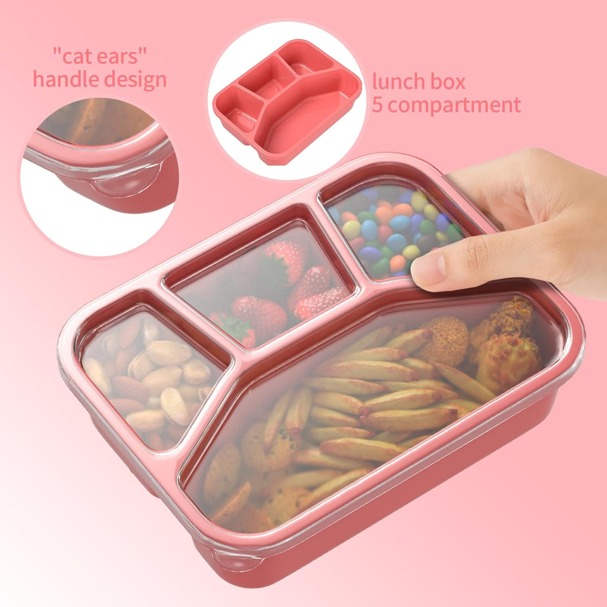 Bento Box Adult Lunch Box (4 Pack), 4-Compartment Meal Prep Container for Kids, Reusable Food Storage Containers with Transparent Lids, No BPA, Microwaveable (Wheat (Green/Blue/Pink/Beige))