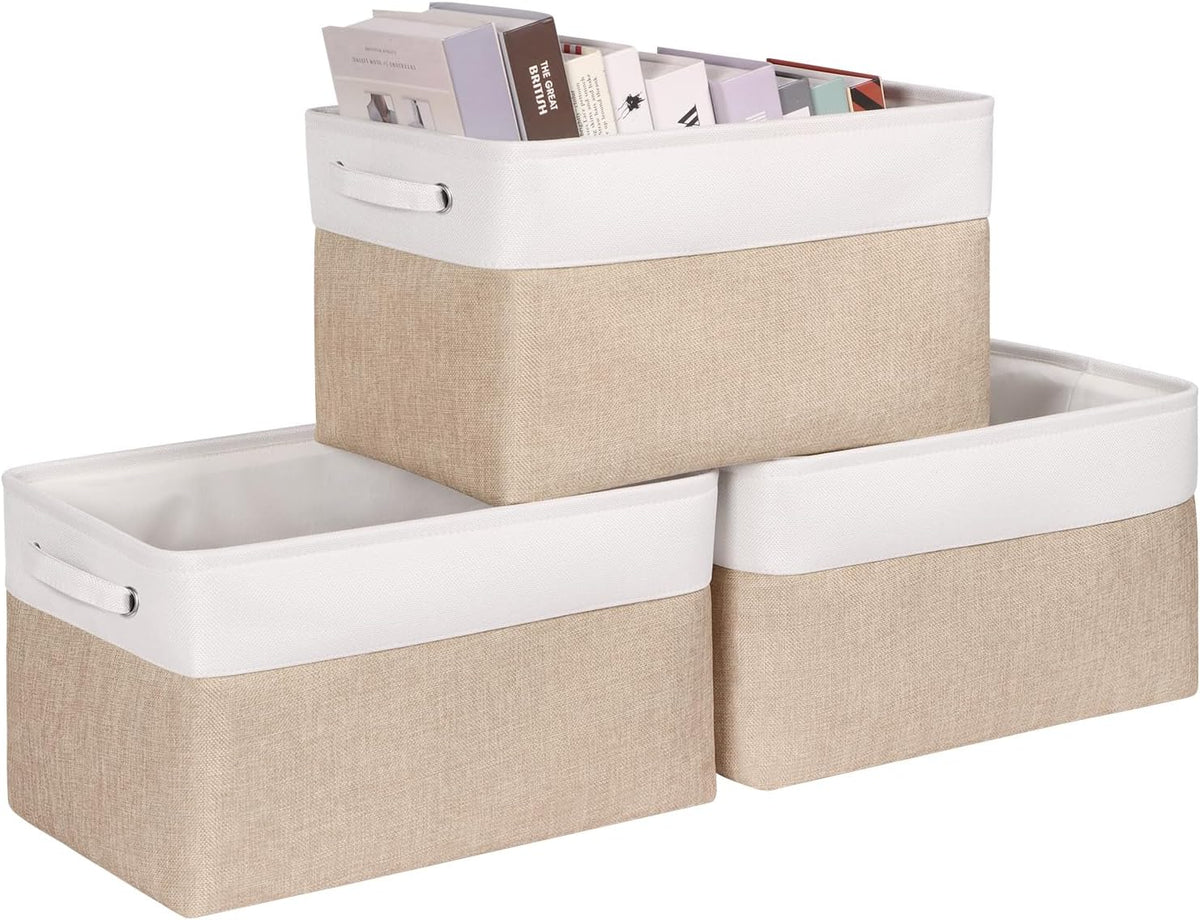 Foldable Storage Bin Collapsible Basket 12" x 10" x 9.5" Cube Storage Organizer Bins with Dual Carry Handles for Home Closet Shelves Drawers Organizer, Set of 3, Grey