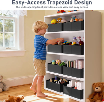 DIMJ Closet Storage Bins - Fabric Storage Baskets for Shelves, Collapsible Closet Organizers and Storage with Handles, Trapezoid Shelf Organization Storage Cubes for Purse, Toys, Books, Towel, Socks