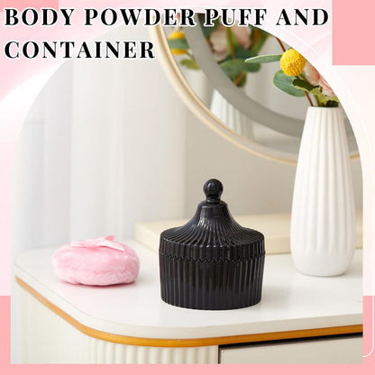 Tioncy 3 Pcs Large Body Powder Puff and Container Valentine's Day gift Powder Container with Puff Crystal Case Soft Washable Reusable Velour Face Body Glitter Wet Dry Makeup (Classic,Clear)