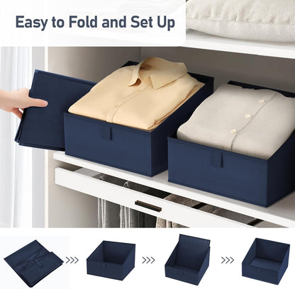 DIMJ Closet Storage Bins - Fabric Storage Baskets for Shelves, Collapsible Closet Organizers and Storage with Handles, Trapezoid Shelf Organization Storage Cubes for Purse, Toys, Books, Towel, Socks