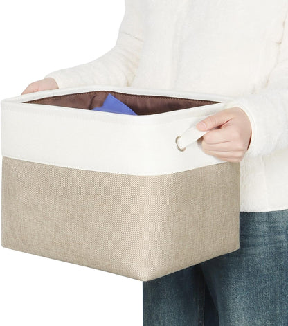 Foldable Storage Bin Collapsible Basket 12" x 10" x 9.5" Cube Storage Organizer Bins with Dual Carry Handles for Home Closet Shelves Drawers Organizer, Set of 3, Grey