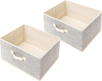 Storage Baskets, 11-Inch Woven Fabric Bins, Storage Cubes with Reinforced Handles, Organizer Bins for Closet Shelves, Foldable, for Toys, Clothes, Natural Beige (3PCS/Beige-11*11*7.8inch)