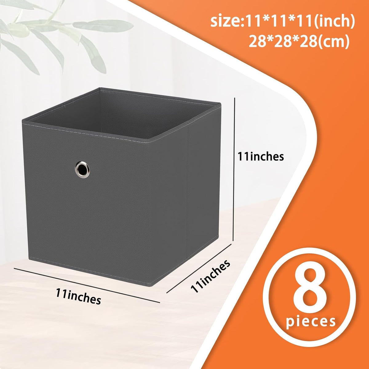 Black Foldable Storage Cubes Bins ,11 Inch Cloth Storage Cube Fabric Storage Box Cubes Organizer Baskets with Handles for Home Organizer Set of 3 (Black)