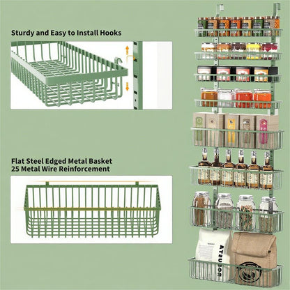 Moforoco White Over The Door Pantry Organizer, Pantry Organization and Storage, Metal Hanging Spice Rack Shelves Door, Seasoning Shelves, Laundry Room Organization, House and Kitchen Essentials